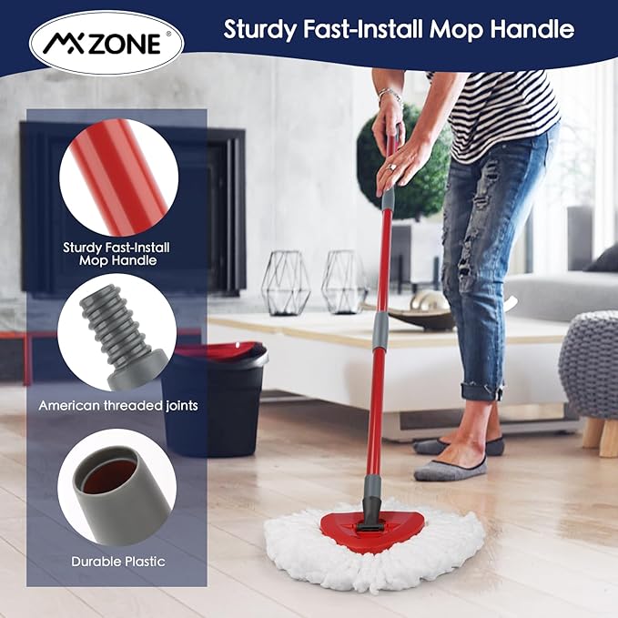 Spin Mop Handle Replacement Compatible with O Cedar Spin Mop and Bucket, 4-Section 30 to 58 Inchs Mop Replace Handle, Mop Stick for Floor Cleaning, Mop Head and Base not Include