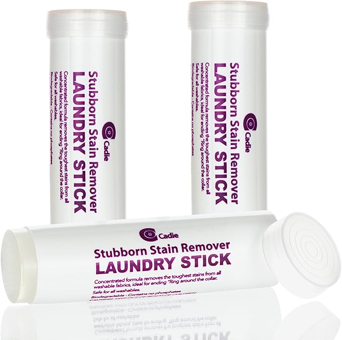 Cadie Laundry Stain Remover Stick – Pre Wash Spot Cleaner for Fabric Clothing on Cotton,Wool,Synthetics - Easy Removal of Grease,Blood,Coffee,Ink,Lipstick,Wine,Grass Soil | Clean On-The-Go (3 Pack)