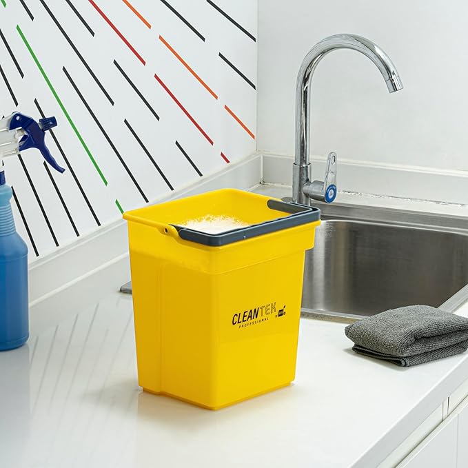 Restaurantware-Clean Tek Professional 4 Quart Cleaning Bucket, 1 Utility Pail with Handle - Heavy-Duty, Portable, Yellow Plastic Washing Pail, Perfect for Household, Outdoor, Car Wash and More