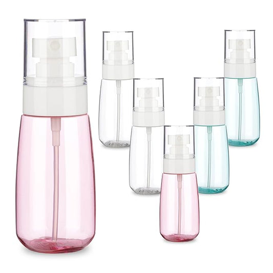 6 Pack 2oz/60ml Small Spray Bottle, Empty Plastic Mini Spray Bottles, Fine Mist Travel Spray Bottle with 9pcs Labels