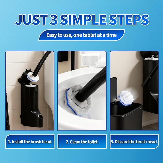 Disposable Toilet Bowl Brush with 36 Toilet Wand Refills Pads Replacement Heads, Toilet Cleaning Stick,Toilet Bowl Cleaner Wands Holder and Set, Toilet Cleaning System Starter Kit