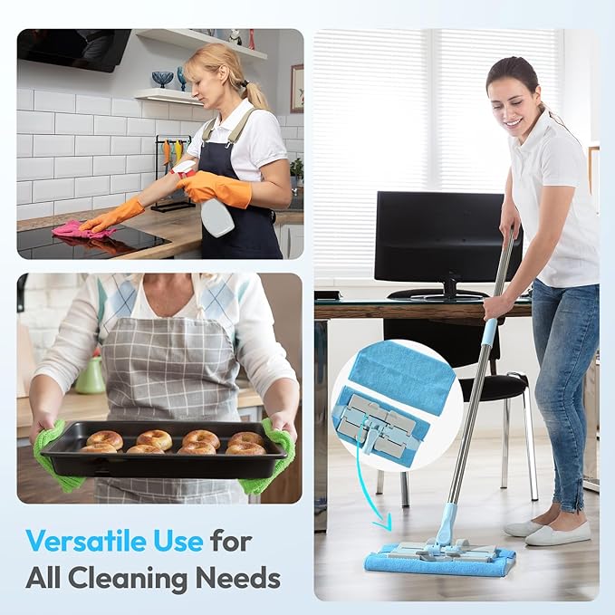 Microfiber Cleaning Cloths 12”x12” 12Pack Lint Free Kitchen Cloths - Extra Thick, Streak-Free, Lint-Free, Fast Absorbent - Reusable Multi-Purpose Housekeeping Rags for Cars, Dishes, Floors, Tiles