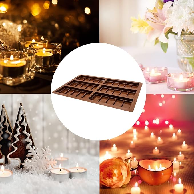 2 Pcs Wax Melt Molds, Rectangle Chocolate Molds, Silicone Chocolate Bar Molds
