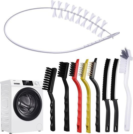 Lasnten 9 Pcs Multifunctional Crevice Cleaning Brush Set 8pcs Hard Bristle Brushes and 1pcs Drum Laundry Cleaner Brush for Deep Cleaning Gap Kitchen Bathroom Grout Sink Corners Bottle