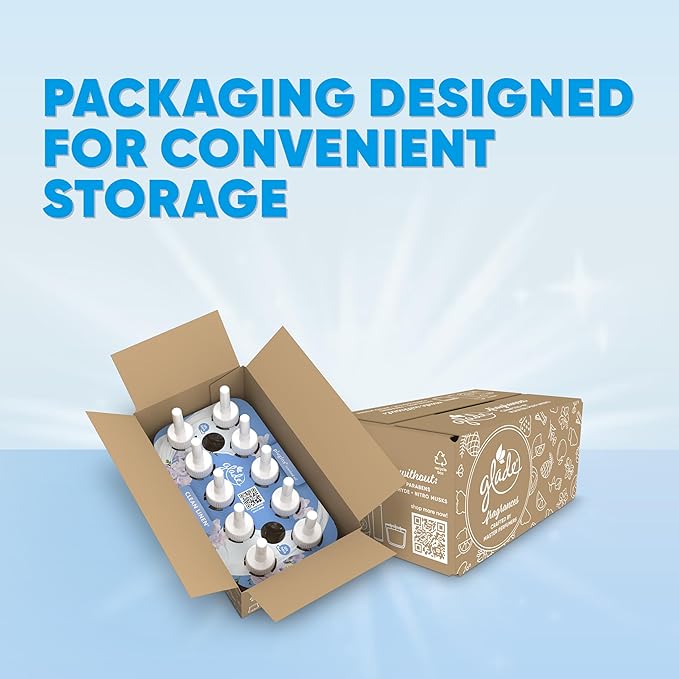 Glade PlugIns Refills Air Freshener, Scented and Essential Oils for Home and Bathroom, Clean Linen, 6.7 Fl Oz, 10 Count (Packaging May Vary)