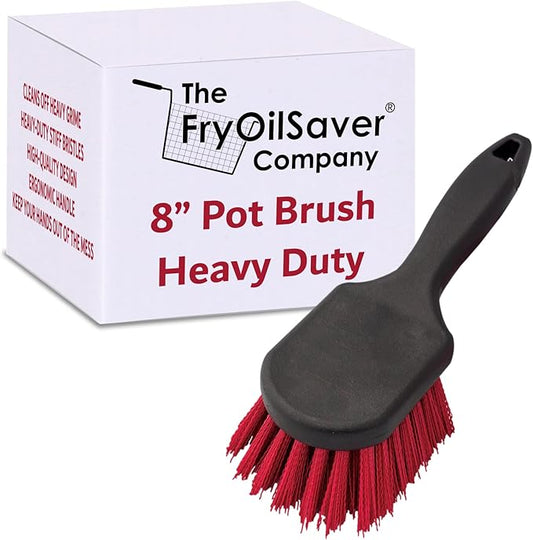 8" Pot & Dish Cleaning Brush by FryOilSaver Co., Dish Scrubber w/Stiff Bristle Brush for Kitchen Cleaning Tough Stain, Dishes, Pot, Pan, Sink, Stove, Grill Scrubber for Home & Busy Restaurant - 90048