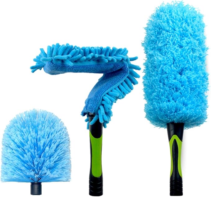 EVERSPROUT Duster 3-Pack | Hand-Packaged Cobweb Duster, Microfiber Feather Duster, Flexible Ceiling Fan Duster | Twists onto Standard 3/4 inch Threaded Poles (Pole Sold Separately)(Soft Bristles)
