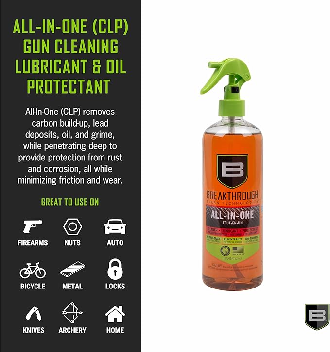 Breakthrough Clean Technologies Battle Born Bio-Synthetic All-in-One (CLP) Cleaner, Lubricant, & Protectant, 16oz Bottle