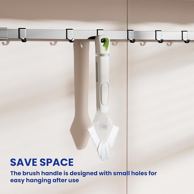 RIMAY Hard Bristle Crevice Cleaning Brush with Soap Dispenser 2 Pcs, Multifunctional Gap Scrub Brush, Small Cleaning Brushes for Tight Spaces, Corner, Windows, Kitchen, Bathroom, Sink, Grout, Car