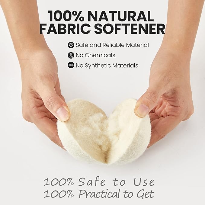 Roowest 24 Pcs Wool Dryer Balls Set Reusable Laundry Wool Balls with Muslin Bags Fabric Softener Anti Wrinkle Anti Static Saving Energy and Time