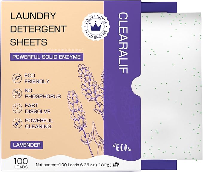 CLEARALIF Platinum Laundry Detergent Sheets, Lavender,Deep Cleansing, Great For Travel, Apartments, Laundry Strips Eco Friendly & Hypoallergenic - 100 Loads