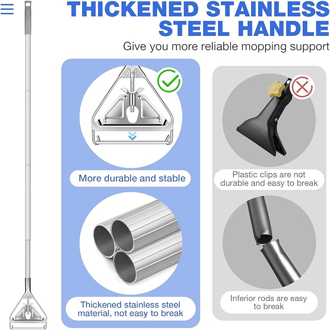 String Mop for Floor Cleaning - Heavy Duty Industrial Commercial Wet Mop with Extra Replacement Head , 59inch Handle, for Home,Garage,Office, Workshop, Warehouse Floor Cleaning