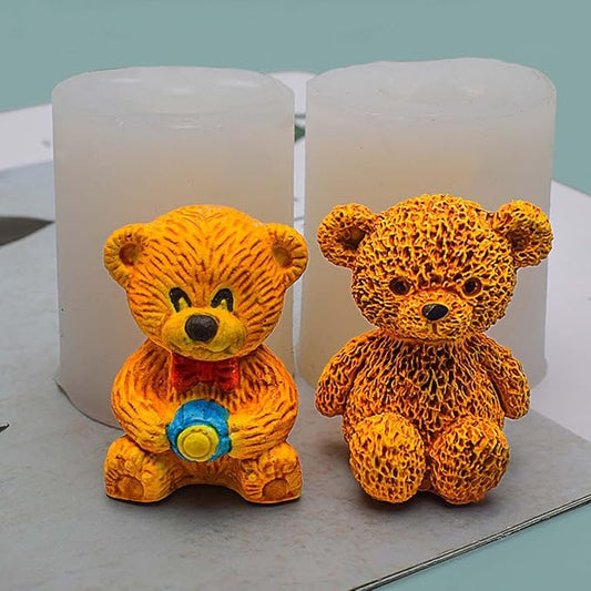 Cute Bear Silicone Mold 2 Pack - Cartoon Bear Candle Mold for Home Decoration