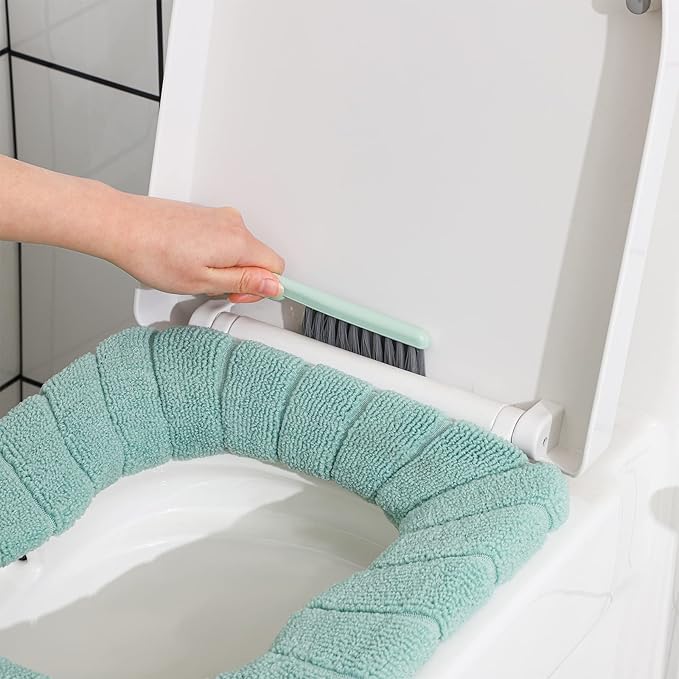 Cq acrylic Toilet Brush and Plunger Set,Toilet Plunger and Brush Combo Bathroom Deeply Cleaning Tools,Bathroom Toilet Bowl Brush with Holder(Green 1 Set)