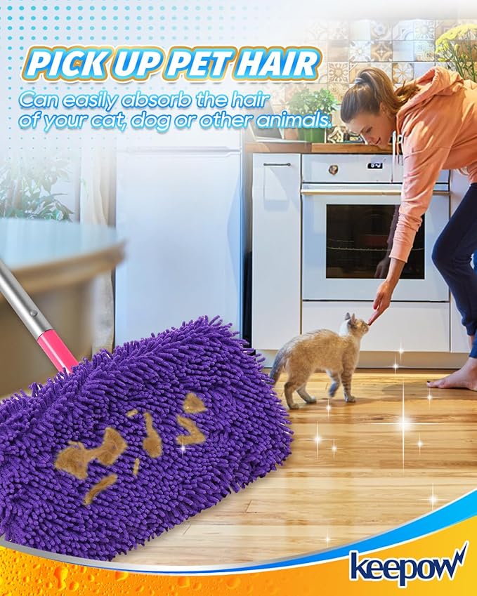 8Pcs Reusable Microfiber Mop Pads Compatible with Swiffer Sweeper Mop, Replacement Wet Mopping pad Refills & Washable Dry Sweeping Cloths for Surface/Hardwood Floor Cleaning