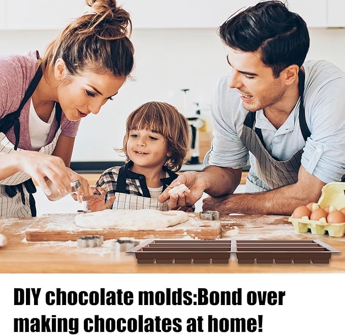 2 PCS Chocolate Molds, Candy Bar Mold, Silicone Deep Chocolate Bar Mold, Non-stick Eusable High and Low Temperature Resistant for Home-Made Chocolate (Rectangle)