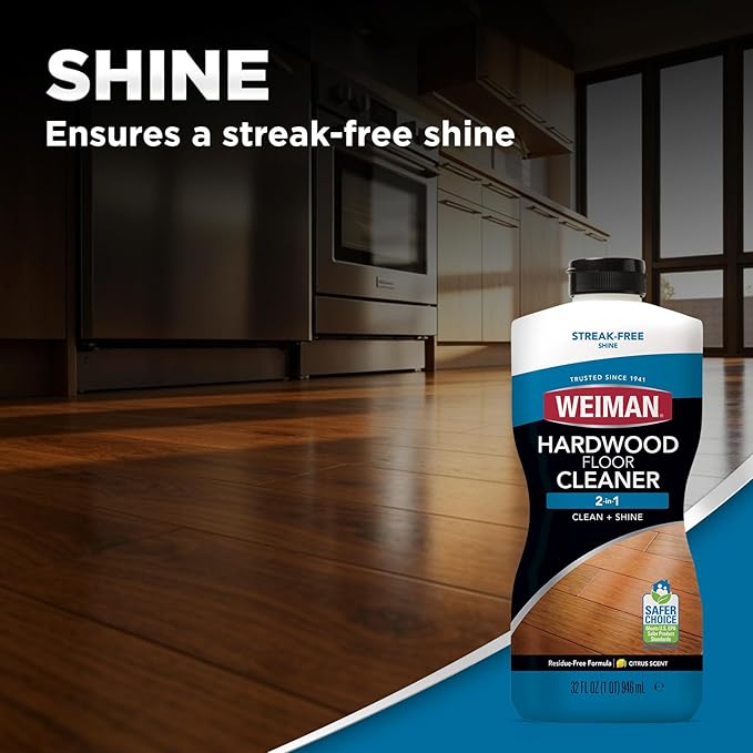 Weiman Hardwood Cleaner for Finished Hardwood Floors, Engineered Floors, Laminate - Streak-Free Results, EPA Safer Choice Certified, 32 oz