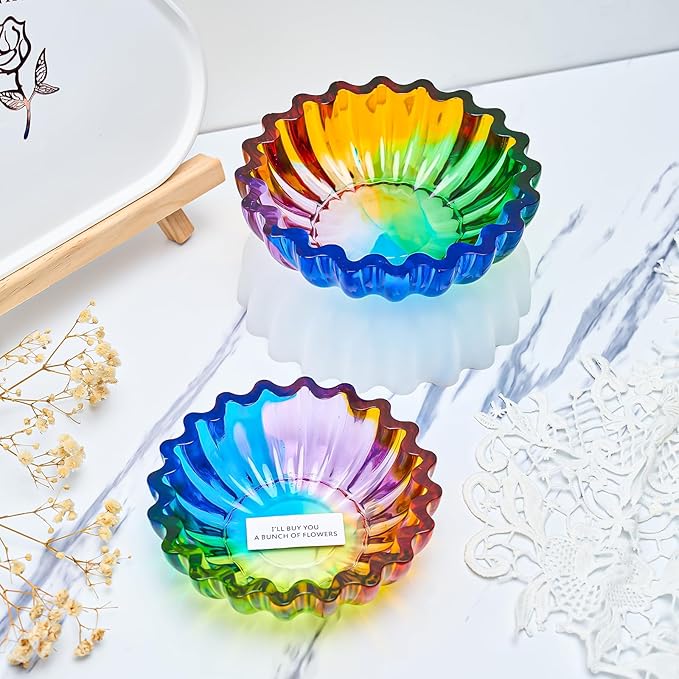 Resin Molds for Bowl 6 inches 5 inches Flower Tray Silicone Molds 2 Pack Epoxy Resin Casting Mold DIY Jewelry Dish Trinket Container Storage Plate Candle Tray Flowerpot Art Crafts Gifts Cement Mould