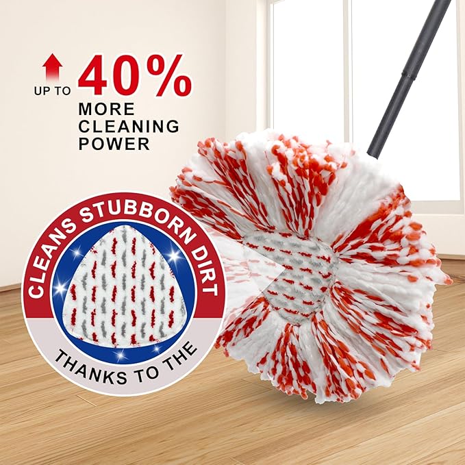 3 Pack Upgraded Deep Clean Refill Compatible with O Ceda EasyWring Spin Mop & Bucket System Microfiber Mop Heads Refill for Oceda Easywring 1 Tank Spin Mop System, 40% More Cleaning Power, Scrub Pad