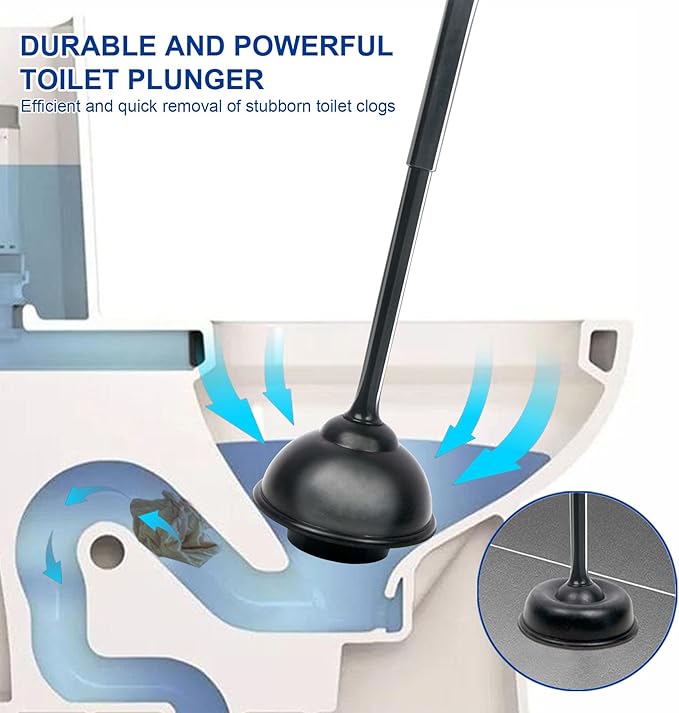 CELOX 2 Sets Black Toilet Brush and Plunger Set for Bathroom Heavy Duty