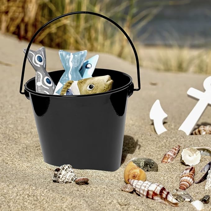 Metal Buckets with Handle, 6 Pack 5.91 Inch Black Iron Pail, Easter Bucket,Pencil Holder and Flower Pots,Craft Supply Holders for Events,School Storage and Party (Black)