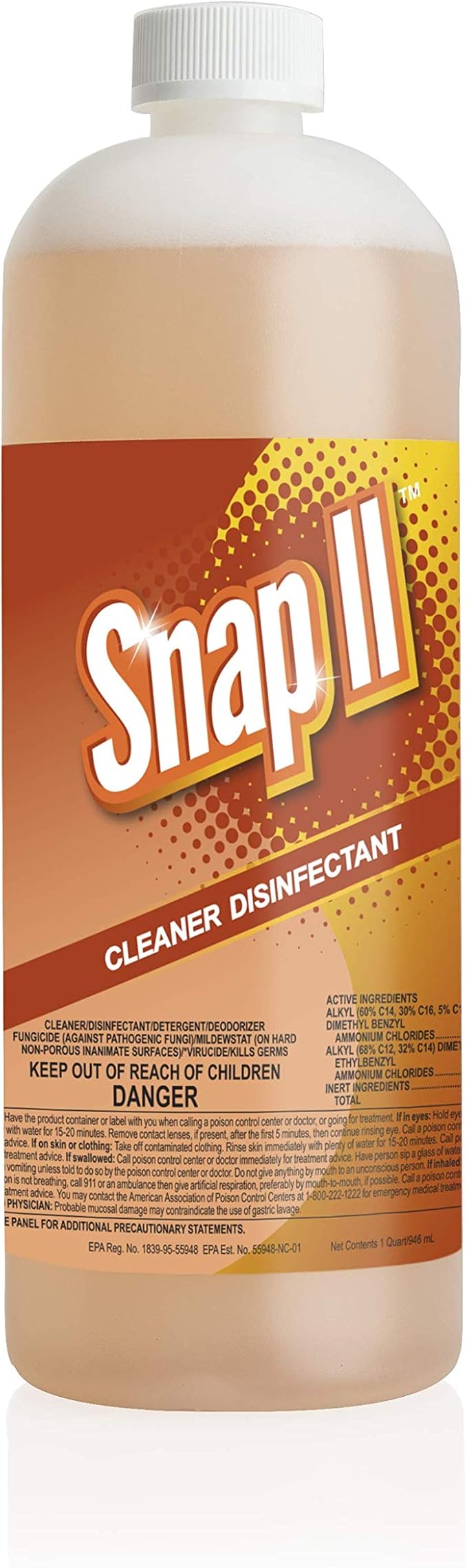 Snap II Cleaner Disinfectant, Cleans, Disinfects and Deodorizes, Concentrated Cleaner, Sanitizer, Fungicide, Virucide and Mildewstat, Phosphate Free, Market America (32 fl. oz.)