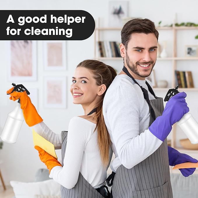 Eccliy 12 Pcs 16 Oz Plastic Spray Bottle, Adjustable Empty Reusable Sprayer for Cleaning, Planting, Water, Bathroom and Kitchen, BBQ, Commercial and Residential(Black,Original)