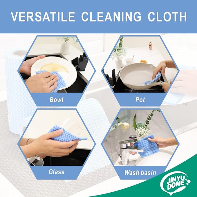 Handi Wipes Reusable Cloths, Blue Disposable Kitchen Cleaning Rolls, Heavy Duty Cleaning Cloths,J Cloth, Blue, 50 Pcs/Roll, Total 3 Rolls