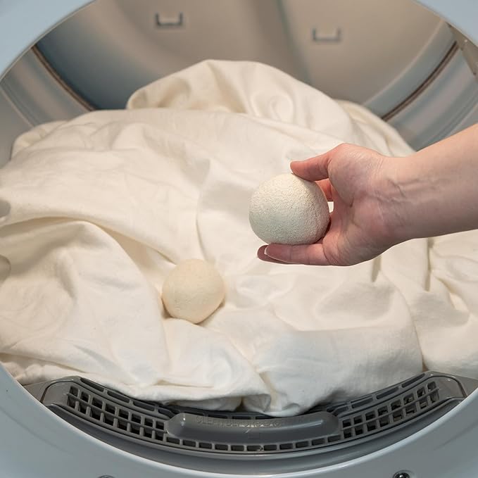 Cotton Dryer Balls Pack of 4, 2.75 in, Natural Plant-Based Vegan Fabric Softener, Reusable and Unscented, Oeko-Tex Certified Laundry Balls
