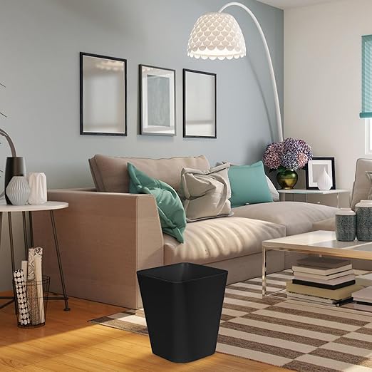 ZXJ Small Trash Can - Waste Basketbin - 1.8 Gallon -Black - Bathrooms, Laundry Room, Kitchens, Offices