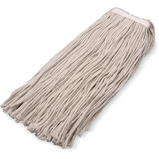 SPARTA Flo-Pac Cotton Mop Head, Cut-End, Narrow Band with White Band for Organized Cleaning, 40 Inches, Tan, (Pack of 12)