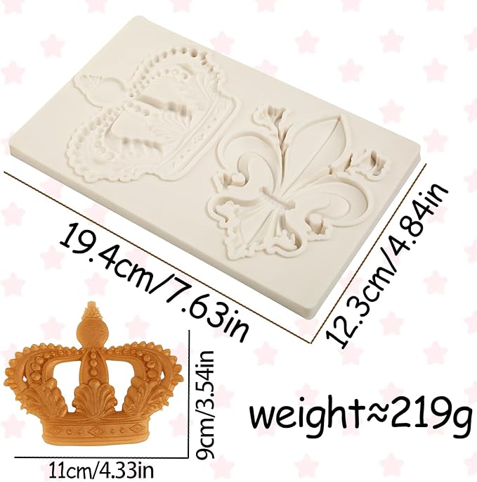 1 Pcs Baroque Embossed Scroll Silicone Mold, Crown Cake Decoration Fondant Mold for Kitchen Baking Cookie Cupcake Decoration Candy Chocolate and Resin Pendant Clay