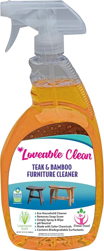 EcoDecors Loveable 32 oz Spray Bottle Teak Cleaner and Loveable Protection 16 oz Teak Sealer For Outdoor Furniture