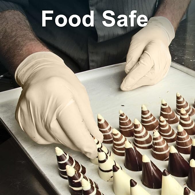 FifthPulse Medical Examination Latex Gloves - Extra Thick 4.5 Mil, Natural Color, Powder Free Disposable Gloves