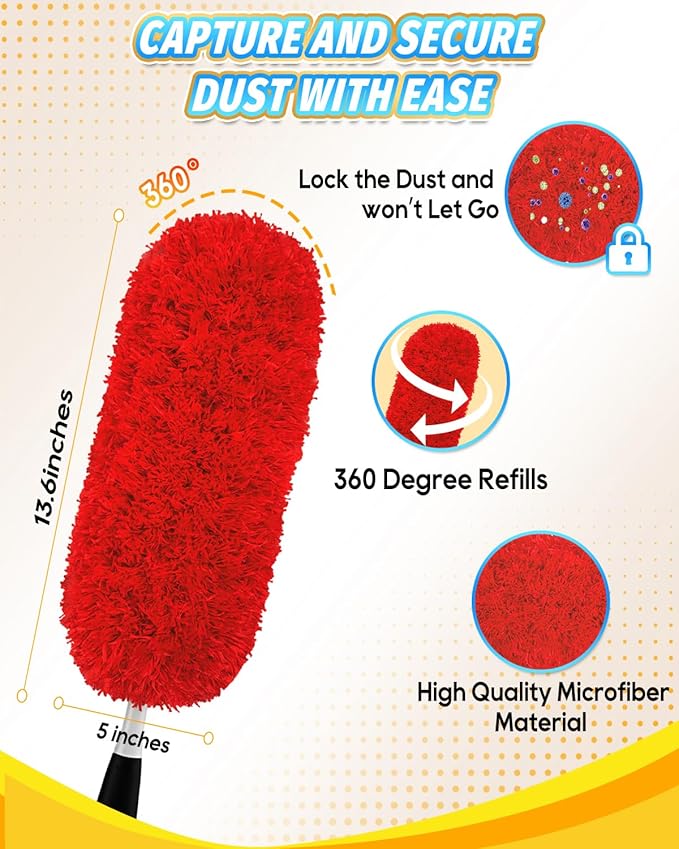 KEEPOW Reusable Microfiber Duster Refills Compatible with OXO Duster, Washable Dusters Refill Compatible with Good Grips Microfiber Extendable Dusters for Cleaning, 2 Pack(Handle is Not Included)