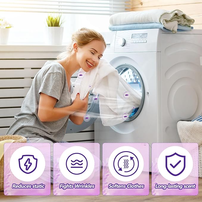 1000 Count Dryer Sheets Bulk Lavender Scent Fabric Softener Scent Dryer Sheets Naturally Softens and Removes Static Cling, Ideal for Large Households, Sensitive Skin