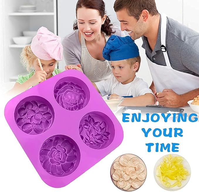 3 Pack Silicone Soap Molds 6 Cavities Silicone Soap Mold Rectangle Oval and Flower Shapes Soap Molds for Soap Making Handmade Cake Chocolate Biscuit Pudding Jelly Ice Cube Tray