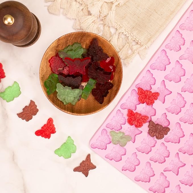 Butterfly Mold, 72 Cavities Mini Butterflies Silicone Molds for Chocolate Candy Gummy, Food Grade Small Silicone Butterfly Molds for Homemade Cake Decorations/Snack Biscuits