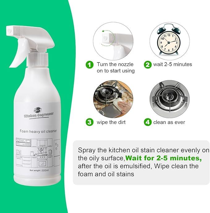 Foam Spray, 2025 New Foam Spray, Spray All Purpose Cleaner, Multi-Purpose Spray Cleaner for Kitchen, Cabinet, Countertops, Ovens-1Bottle(500ml)