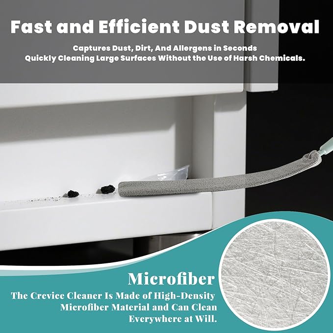 Flat Duster, Retractable Gap Dust Cleaning Artifact, Extendable Microfiber Duster with Bendable & Removable Head, Reusable Washable Dusting Wand for Home,Ceiling,Blinds (1Set)
