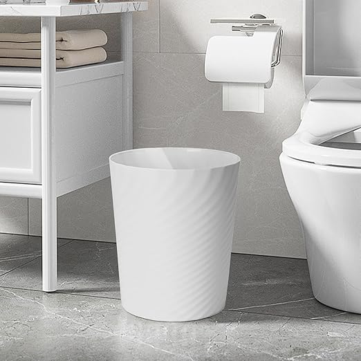 Small Trash Can - Plastic Waste basketbin for Office,Home,Bathroom,Kitchen - 1.8 Gallon - White