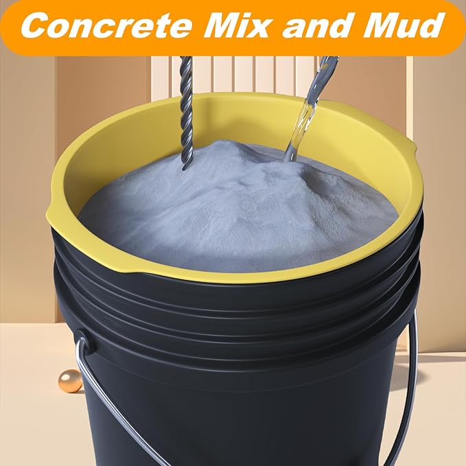 5 Gallon Reusable Bucket Liner, Time Saving Concrete Tools Durable Silicone Bucket Insert, Food Grade Container for Food Storage, for Paint, Thinset, Ice, Slime, Cleaning, Wall Patch Compound (Yellow)