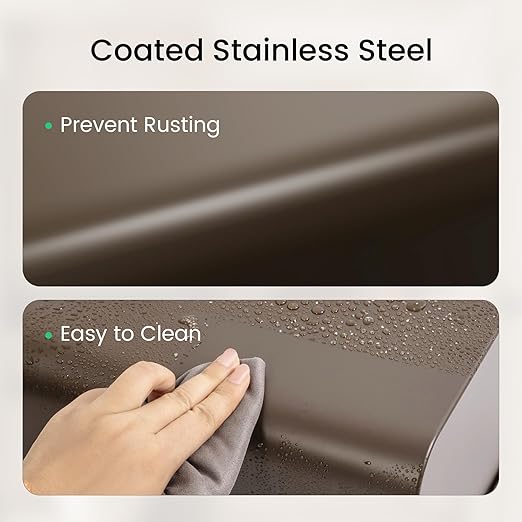 Cesun Small Bathroom Trash Can, 2.1 Gallons, Open-Top, Brown Metal, Stainless Steel, Modern, Ideal for Bathroom, Bedroom, Home Office,Toilet, Rv,Near Desk, Under Sink