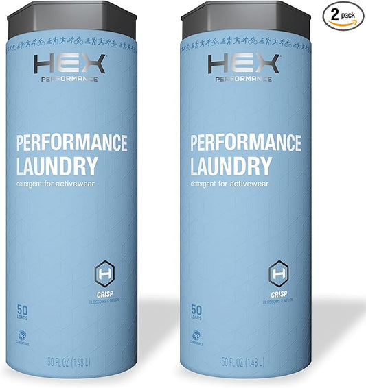 HEX Performance Laundry Detergent, Crisp, 100 Loads (Pack of 2) - Designed for Activewear, Eco-Friendly, Concentrated Formula