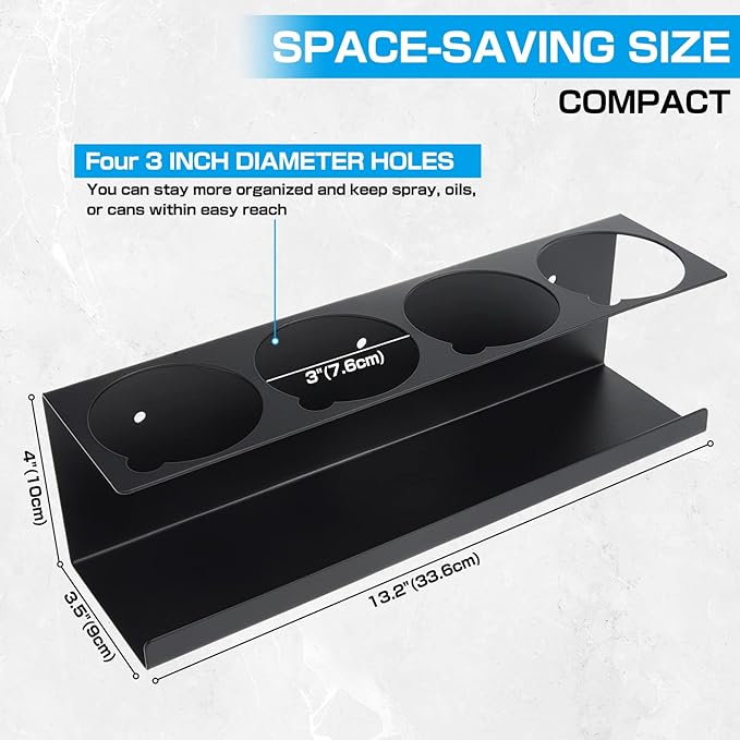 RealPlus Aerosol Spray Can Holder Rack Organizer, 4 Can Spray Bottle Holder Heavy-Duty Steel Wall Mounted for Garage and Workspace, Pack of 3