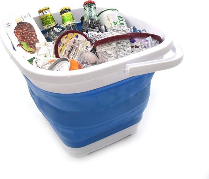 SAMMART 11L (2.9 Gallon) Collapsible Rectangular Handy Bucket (1, Blue)