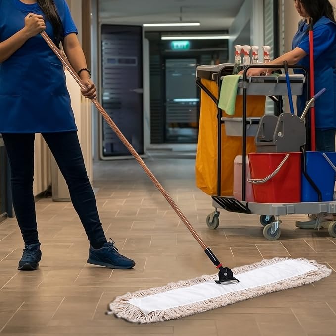 Matthew Cleaning 36'' Cotton Dust Mop Refill Washable Thick Tufted Replacement Heads for Residential & Commercial Use Fit All 36'' Dust Mop Frames, Hardwood, Laminate, Concrete Floors 6 Pack