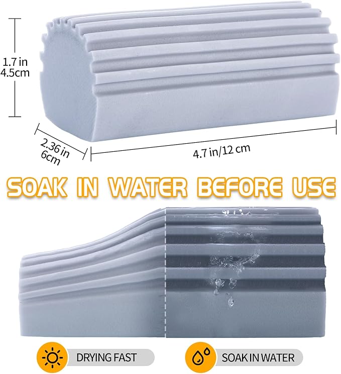 COBETE Damp Clean Duster Sponge,4pack Magic Sponge Eraser,Reusable Damp Dusting Sponge Household Cleaning for Blinds, Glass, Baseboards,Radiators,Window Track Grooves(Multi Color)
