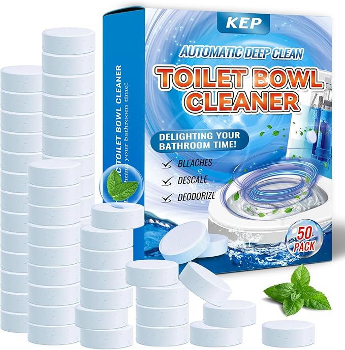 Automatic Toilet Bowl Cleaner Tablets–Fresh Scent,50 PACK,Long-Lasting Clean–Safe for Tanks&Pipes Deodorizing and Descaling–Bathroom Cleaner Against Tough Stains Keeps Bowl Clean Between Washes-easy A