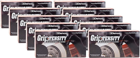 DENCO DISTRIBUTING, INC. GripTensity Diamond Nitrile Gloves - Black 7 MIL - Latex & Powder Free - 10 Boxes